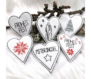 Stickserie ITH - Anhänger Weihnachtsherzen